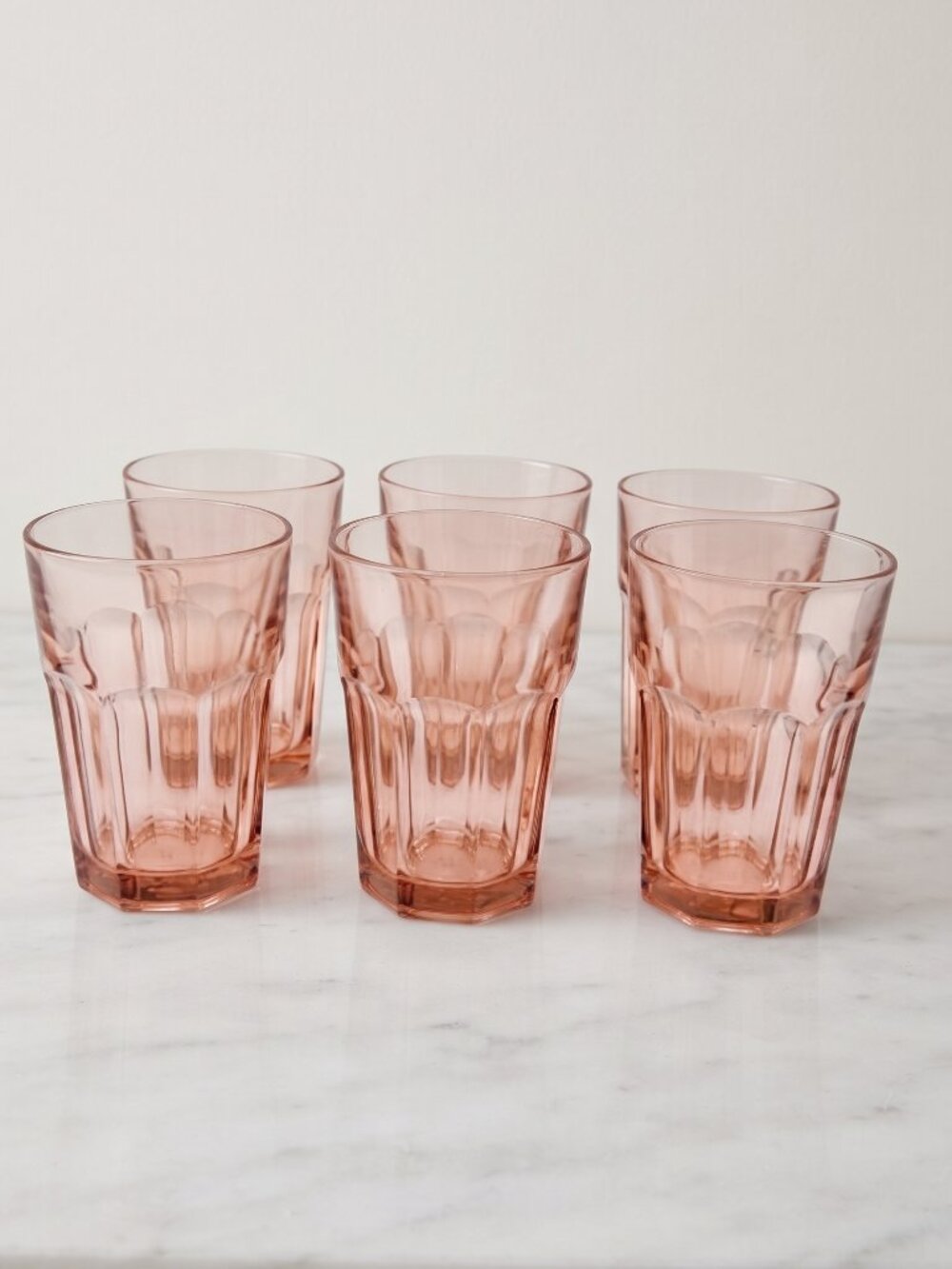 Set of 6 IKEA POKAL Pink Acrylic Tumblers 5" Tall Stackable Drinking Glasses